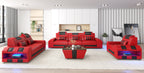 Cosmo LED Leather Sofa Set - Modern 3-Piece Living Room Set with Mood Lighting