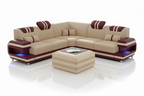 Aura Corner Sectional Beige Burgundy Red