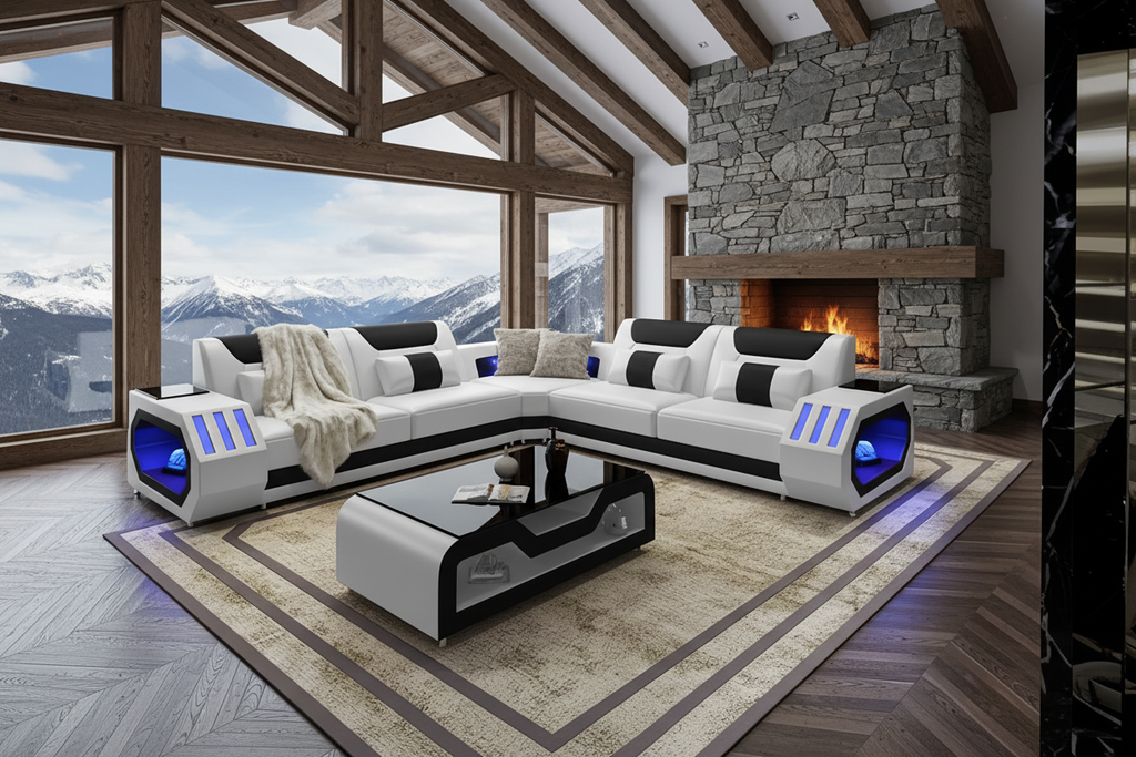 Black & White Sectional - Mountain Chalet