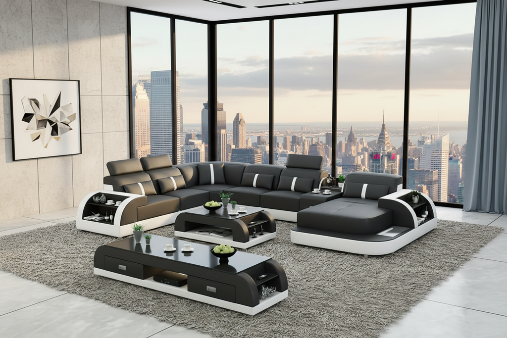 Blaylock Modern Sectional Sofa with LED Light