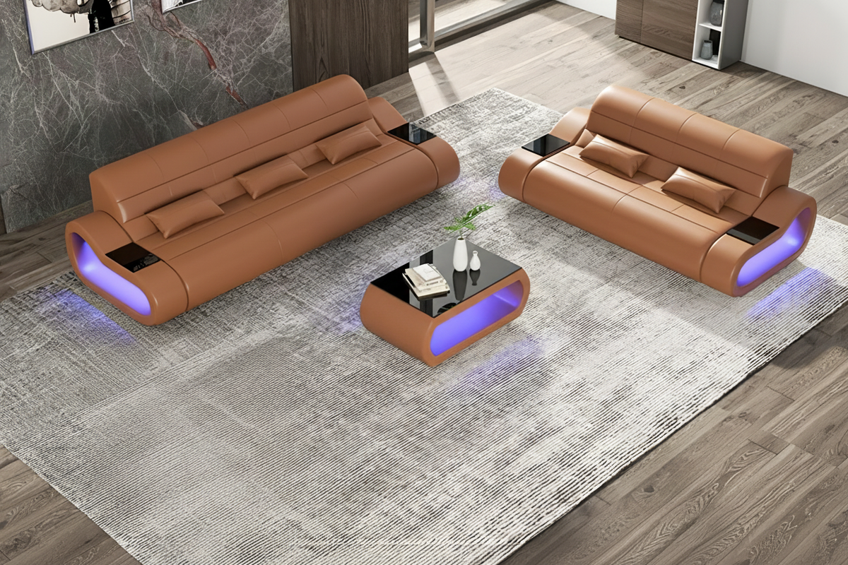 Catina Brown Sofa Set without Chair