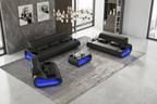 Catina Modern Leather Sofa Set with LED Light - Luxury Living Room