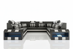 Cosmo XL U shape Modern Leather Sectional with Led Light