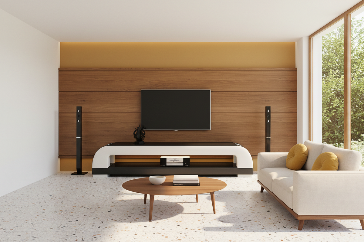Dictict TV Stand cream black mid-century