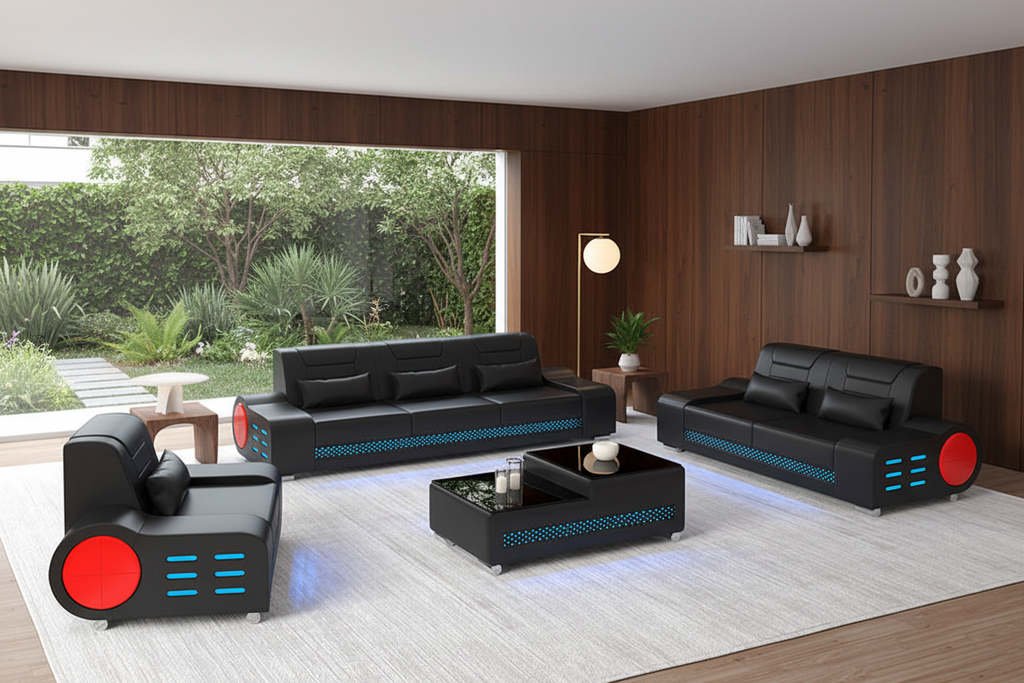 Elliot Modern Leather Sofa Set