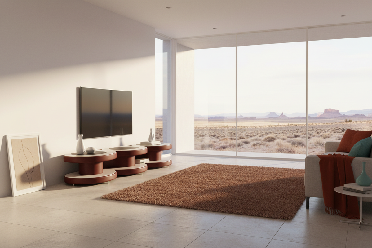 Emma TV Stand reddish brown white desert