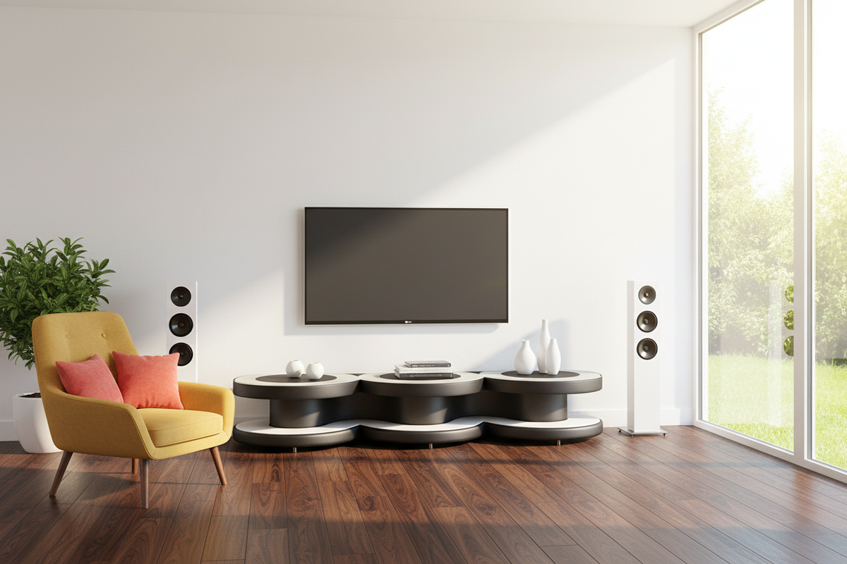 Emma TV Stand white black mid-century