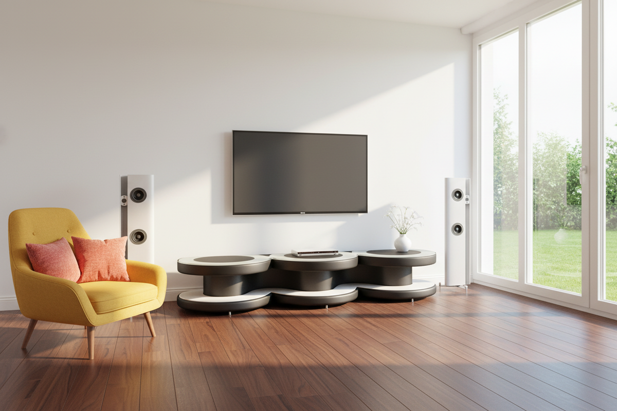 Emma TV Stand white black mid-century