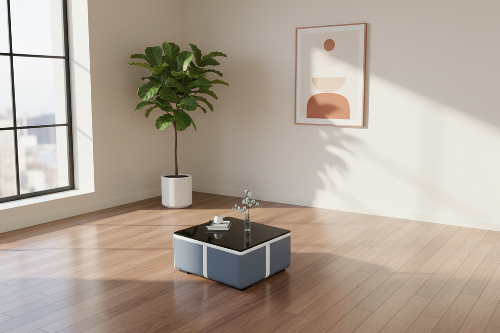 Gray and white rectangular coffee table in modern loft