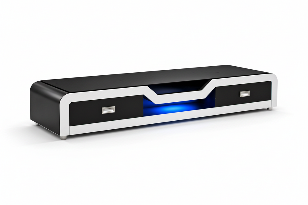 Omont TV Stand - Black White Pure White Background