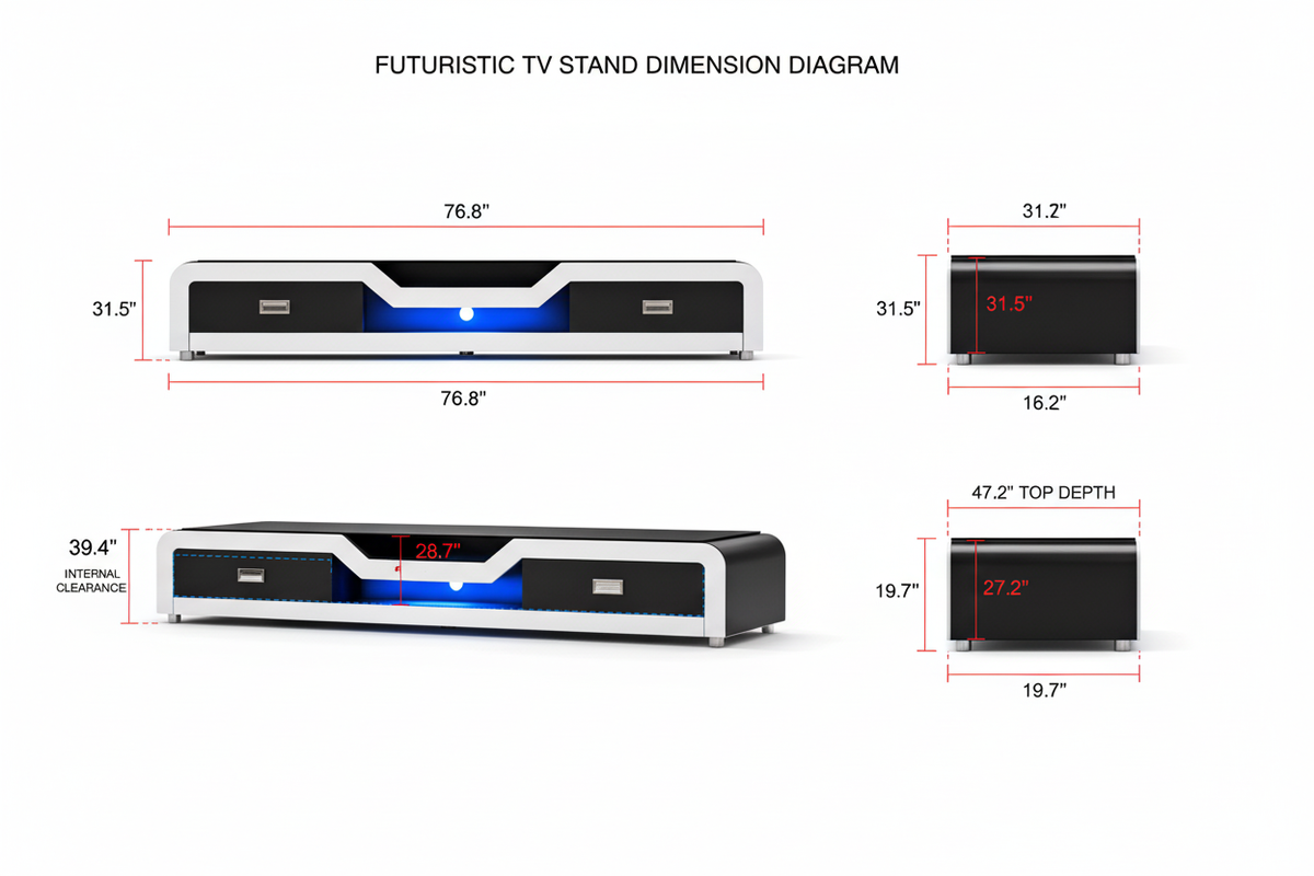 Omont TV Stand - Dimension Diagram Version 2