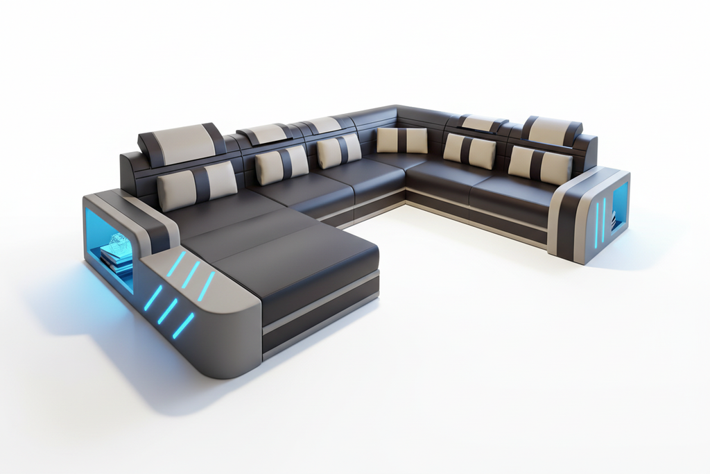 Ralutic Modern U Shape Leather Sectional