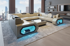 Sahara U Shape Leather Sectional - Daytime Luxury Living Room