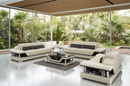 Taliya Leather Sofa Set with Adjustable Headrest - Tropical Modern Villa
