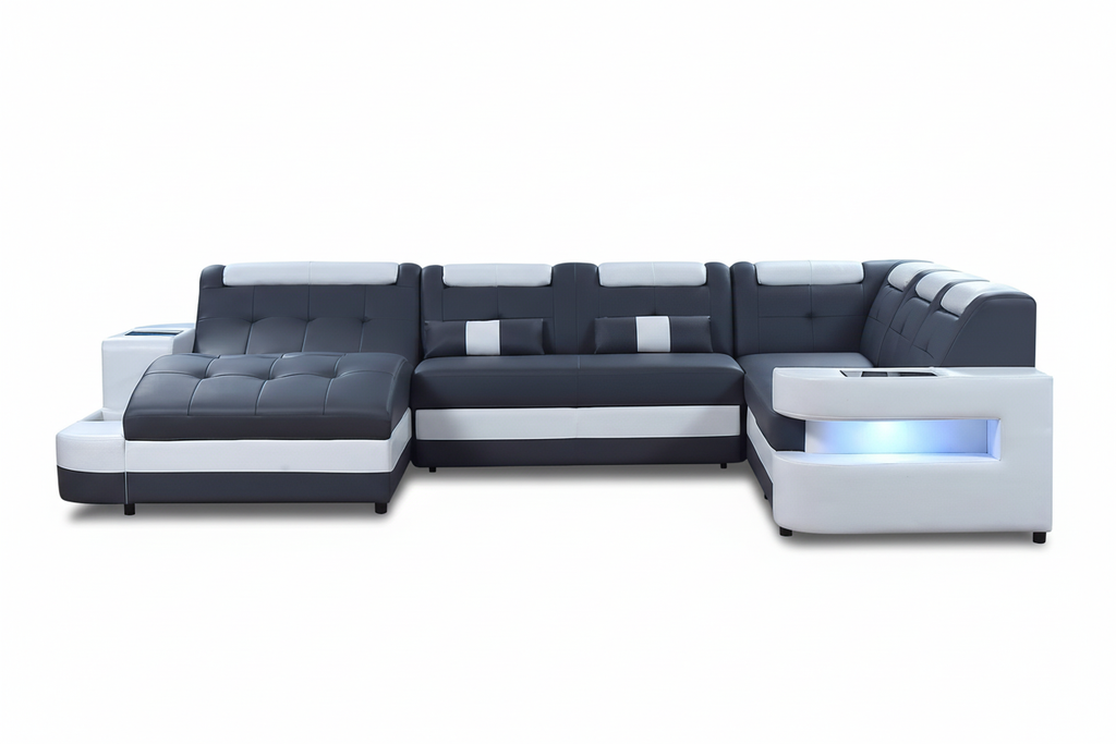 Uranus Modern Leather Sectional with LED Light