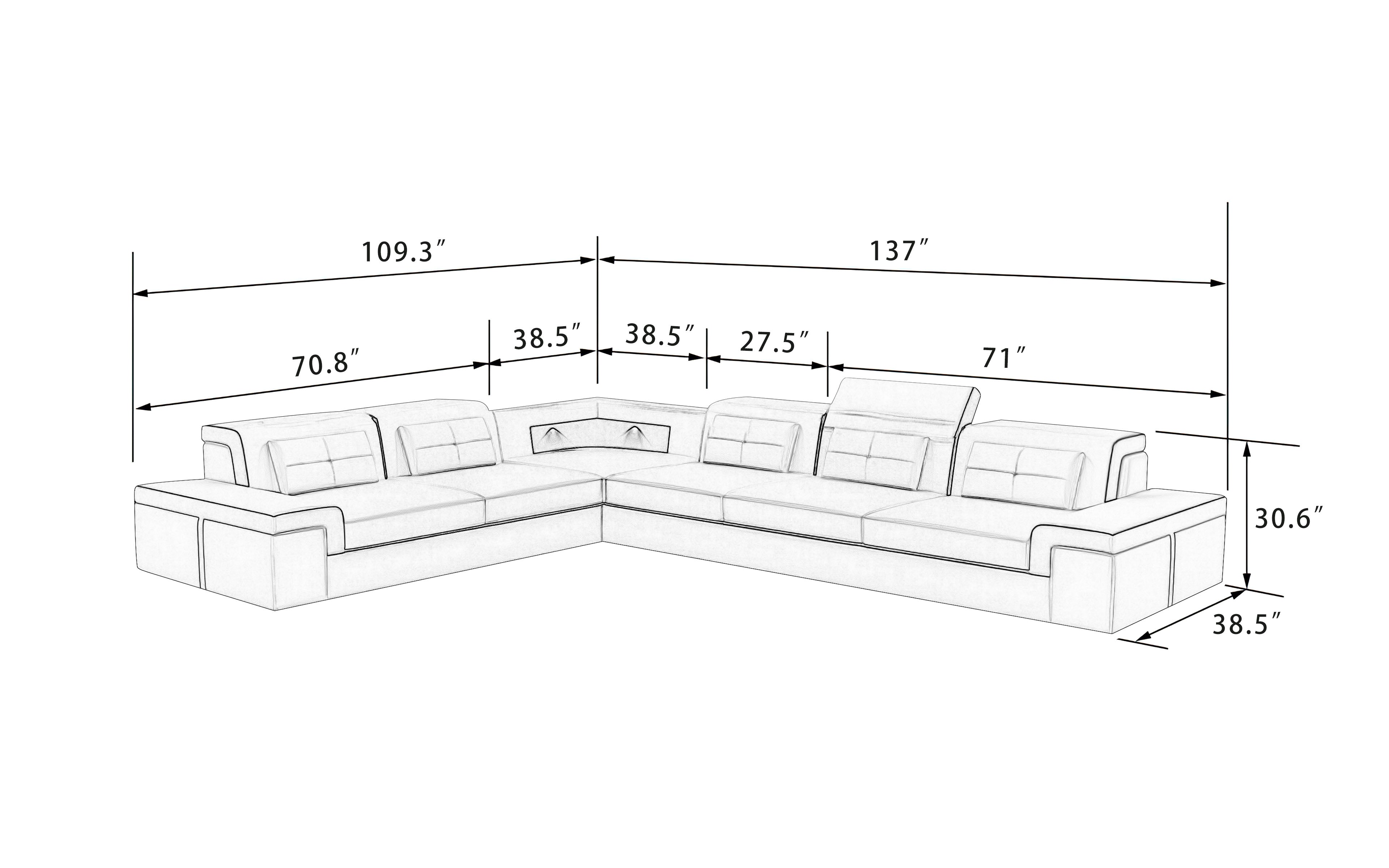 Yaphet Modern Leather Sectional